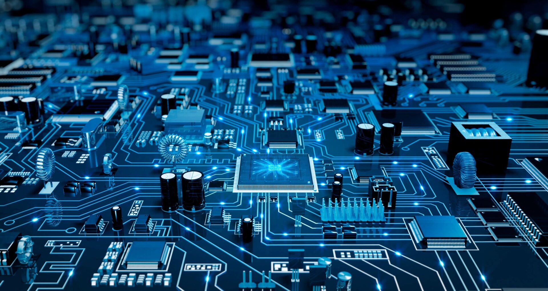 A close up of some electronic components on a circuit board